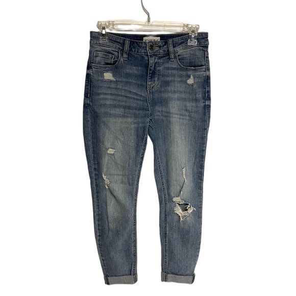 Studio Blue Distressed Rolled Skinny Jeans